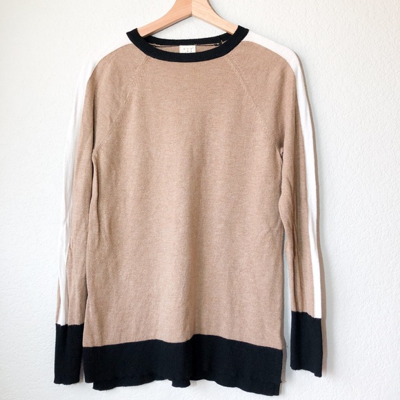 a new day Sweaters - A New Day Color Block Long Sleeve Sweater Neutral